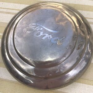 Ford hubcap "dog dish" style antique vintage man cave collectible as is decor